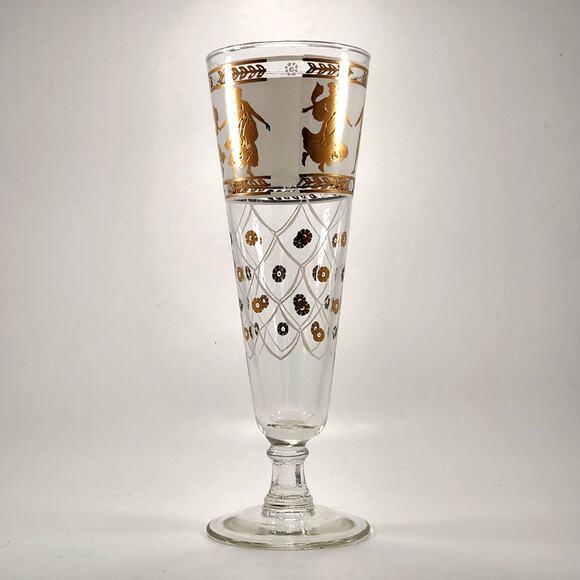 Set of 4 Vintage Aldon Greek Goddess Gold Atomic Barware Pilsner Glasses | MCM - Picture 6 of 12